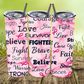 Breast Cancer Survivor Pink Ribbon Insulated Tumbler with Metal Straw, Lid, Free Sticker