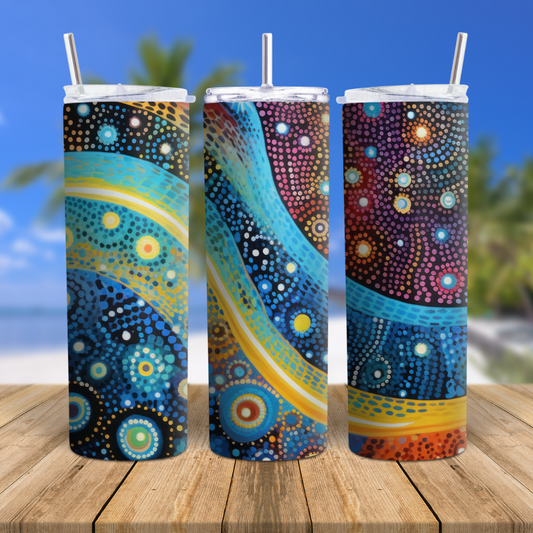 Aboriginal Dot Themed Insulated Tumbler.