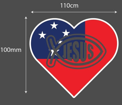 Samoan Love Jesus Fish Flag  Vinyl Sticker  11 x 10cm and 22 x 20cm