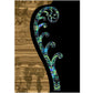 A3 New Zealand Paua Colour Koru with Black and Wood Background Canvas Print