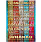 New Zealand Whanau rules canvas print with multi colouor background canvas print A3 size ready for framing