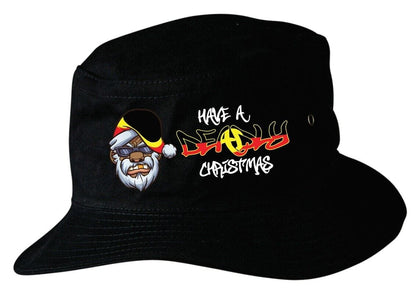 Aboriginal Deadly Santa Christmas Soft Cotton Bucket Hat.