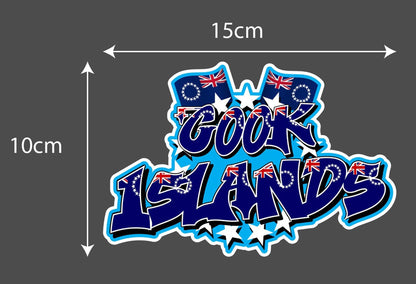 Cook Islands Vinyl Waterproof Car Sticker 15 x 10cm or 30 x 20cm