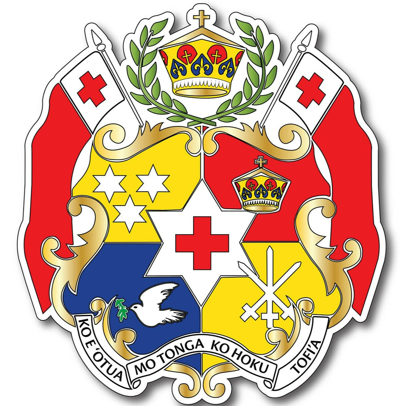 Tongan Coat Of Arms White Outline Vinyl Car Sticker – Jdl Stickers