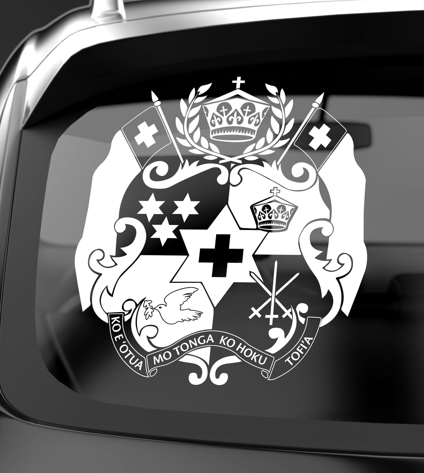 Tonga Coat of Arms Large Vinyl Sticker 500 x 460mm 50 x 46cm.